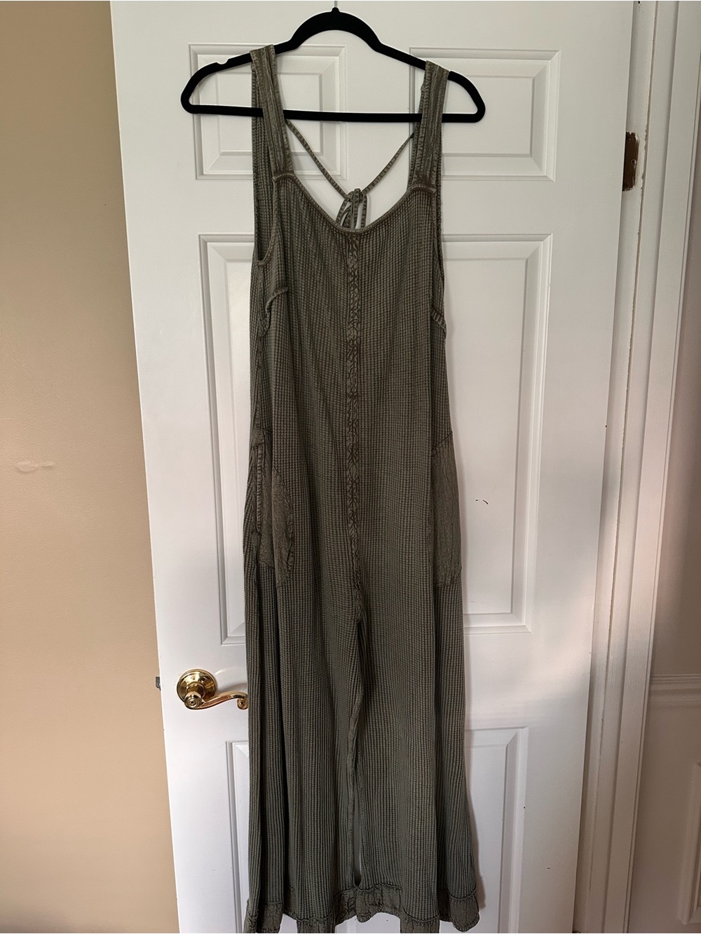 FP Waffle Olive Green Wide-Leg Jumpsuit